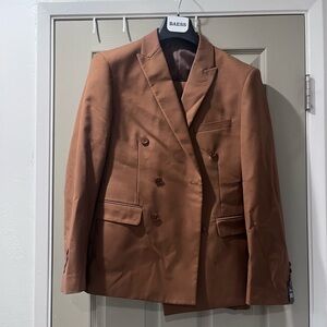 Men's Brown Double-Breasted Blazer and matching Suite Pants